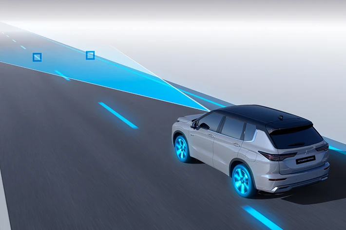 A diagram of the 2026 Outlander PHEV’s Lane Departure Prevention system